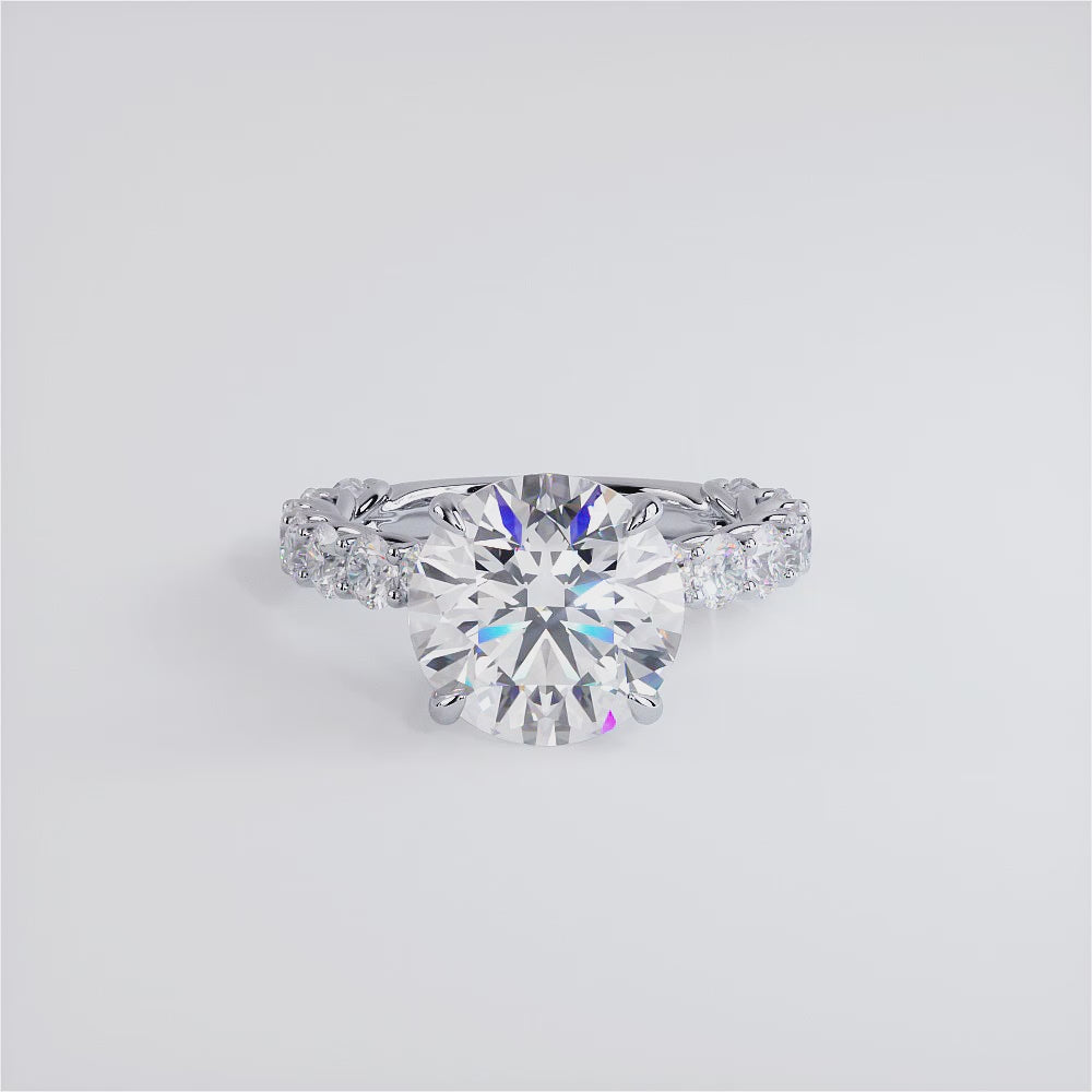 5 Carat Round Brilliant Under Halo Lucida Setting
