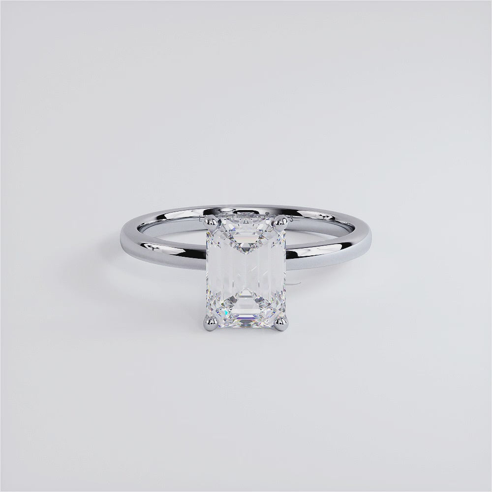 1.5 Carat Emerald Cut Petite Wire Basket Solitaire