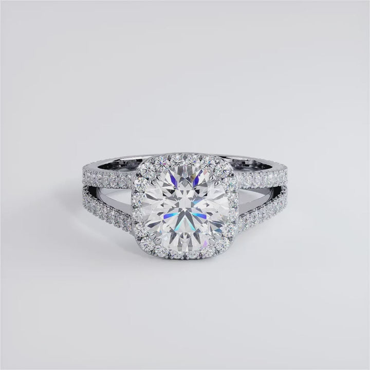 1.5 Carat Round Brilliant Halo Split Shank French Cut
