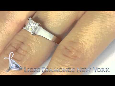 A-008 - 0.95 Carat E-VS2 Princess Cut Diamond Solitaire Engagement Ring 14k White Gold