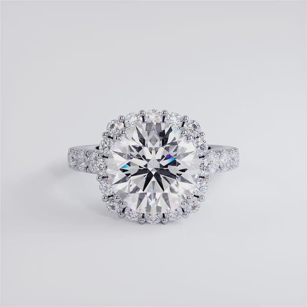 5 Carat Round Brilliant Micro Prong Set Halo