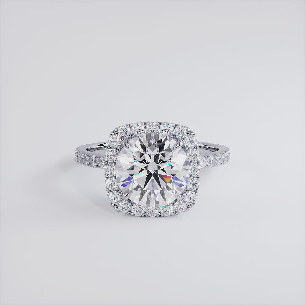 3 Carat Round Brilliant High Set Halo