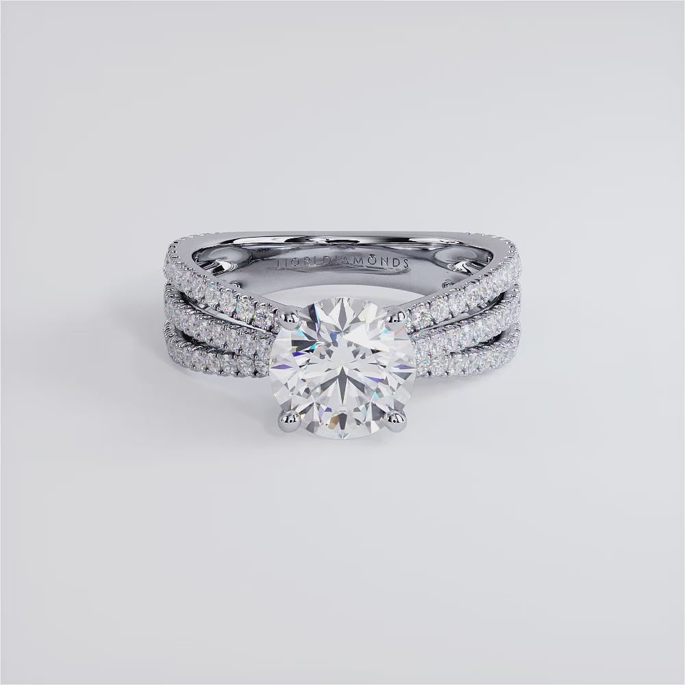 2 Carat Round Brilliant Micropavé Three Row