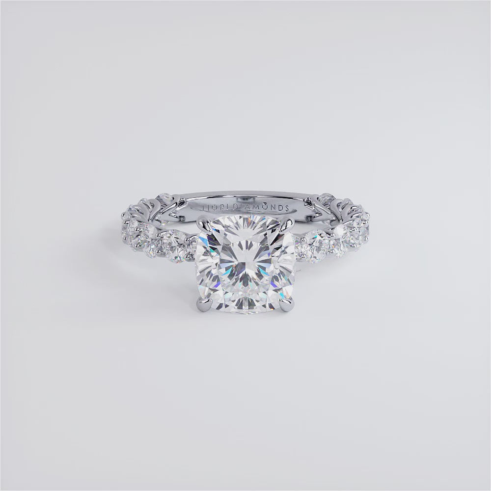 3 Carat Cushion Cut Under Halo Lucida Setting