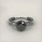 2.68 Carat Natural Black Diamond Engagement Ring 18k Black Gold Vintage Style