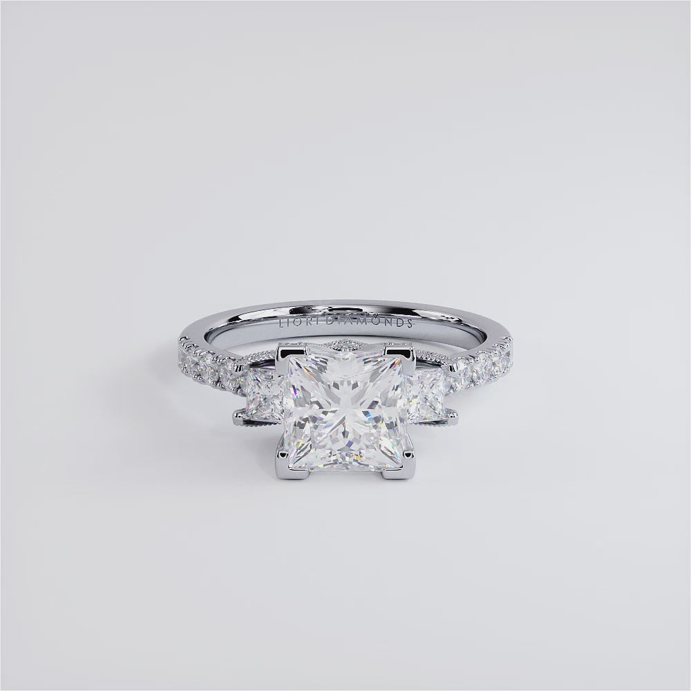 1.5 Carat Princess Cut Three Stone