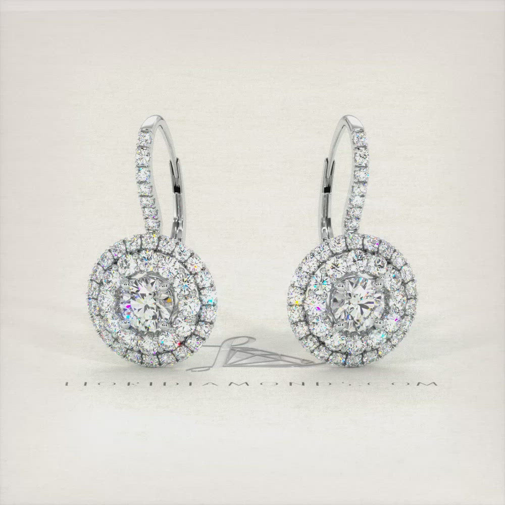 3.80 Carat Round Diamond Leverback Hanging Drop Earrings 18k White Gold
