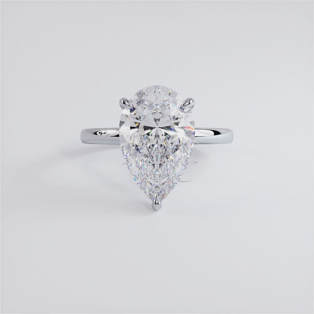 4 Carat Pear Shape Petite Wire Basket Solitaire