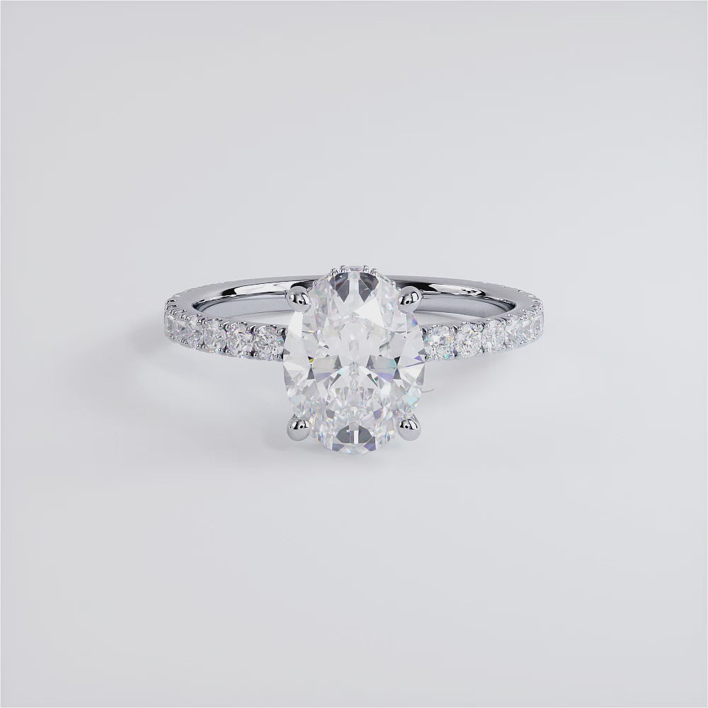 2.5 Carat Oval Cut Under Halo Petite Micropavé