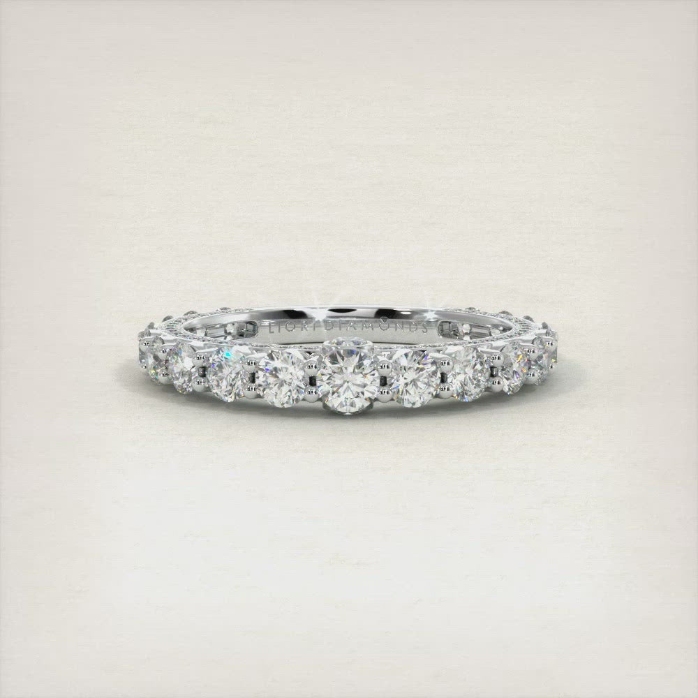 2.18ctw Art Deco Design Wedding Band 14k White Gold Antique Vintage Style