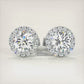 2.50 Carat G-SI Pave Halo Diamond Studs Earrings 18k White Gold