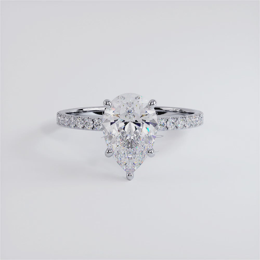 1.5 Carat Pear Shape Under Halo Petite Micropavé