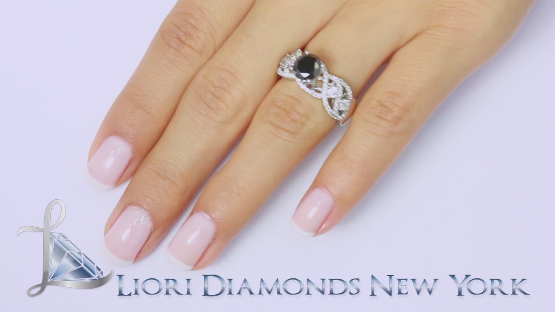 2.32ctw Natural Black Diamond Engagement Ring 14k White Gold