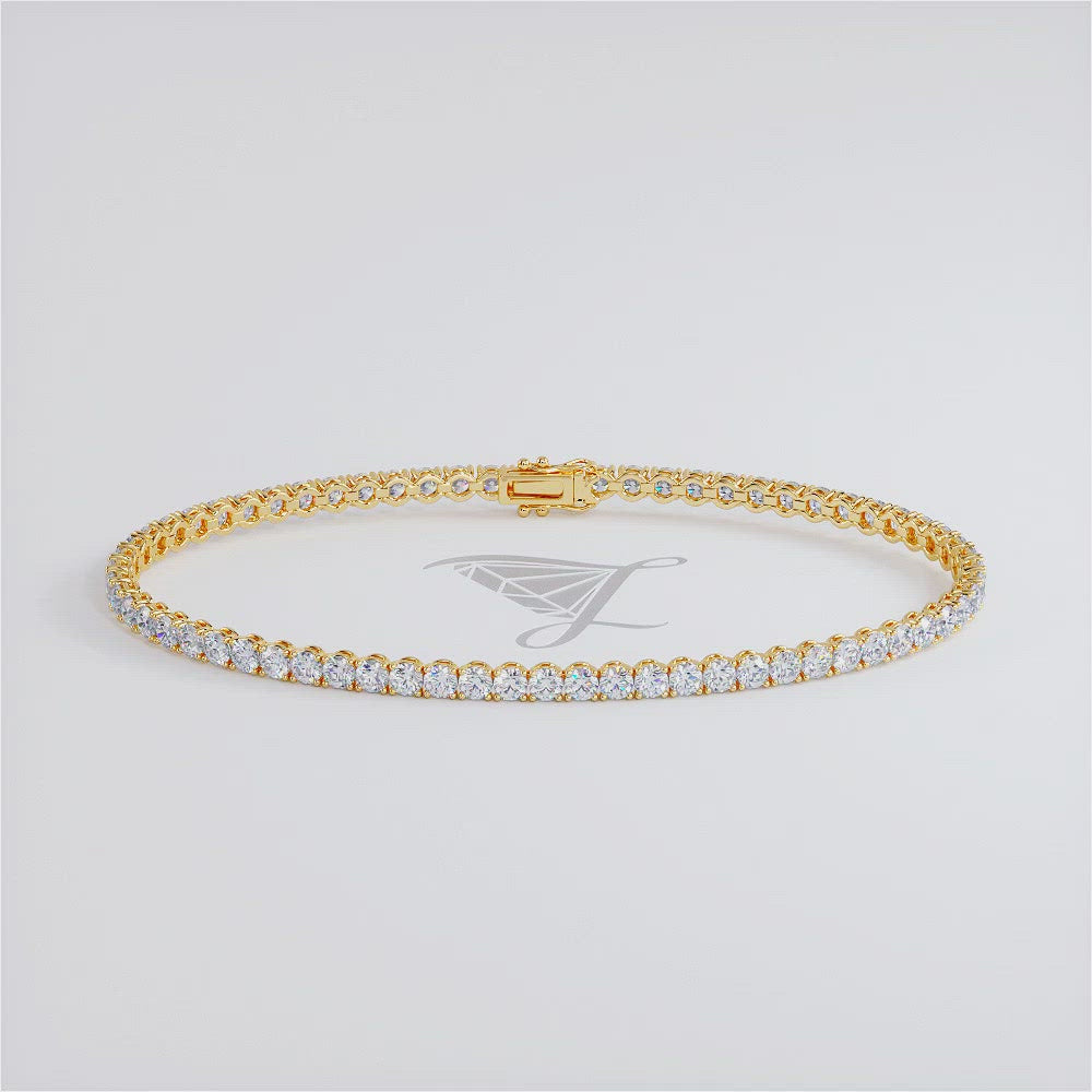 3.25ctw Round Brilliant Diamond Tennis Bracelet set in 14k Yellow Gold