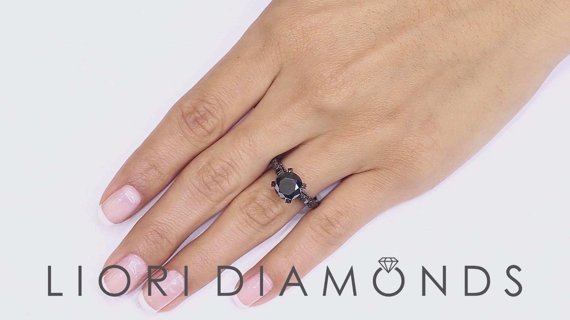 4.12 Carat Certified Natural Black Diamond Engagement Ring 14k Black Gold
