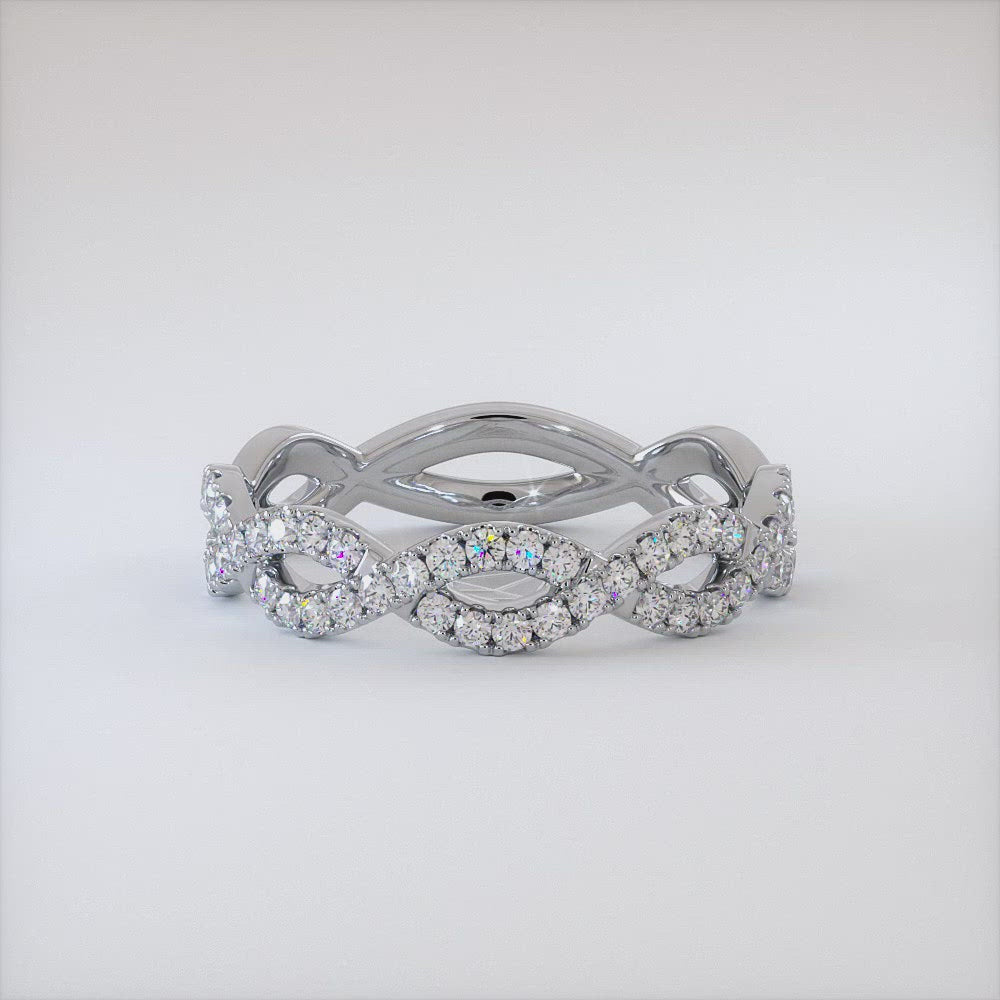 0.40ctw F-VS Infinity Twist Micropavé Diamond Wedding Anniversary Band Ring 18k