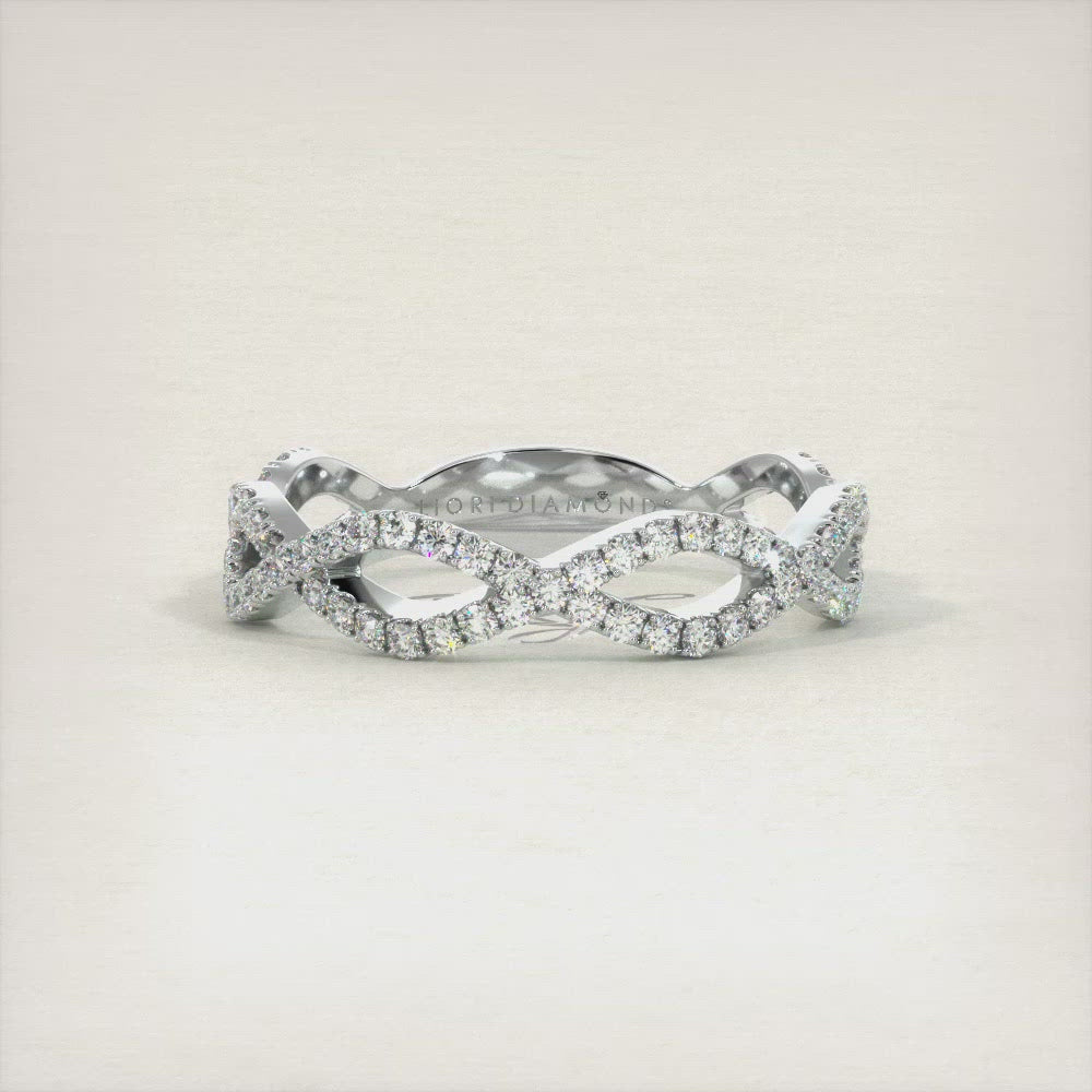 0.45ctw Infinity Twist Micropavé Diamond Wedding Anniversary Band Ring 18k