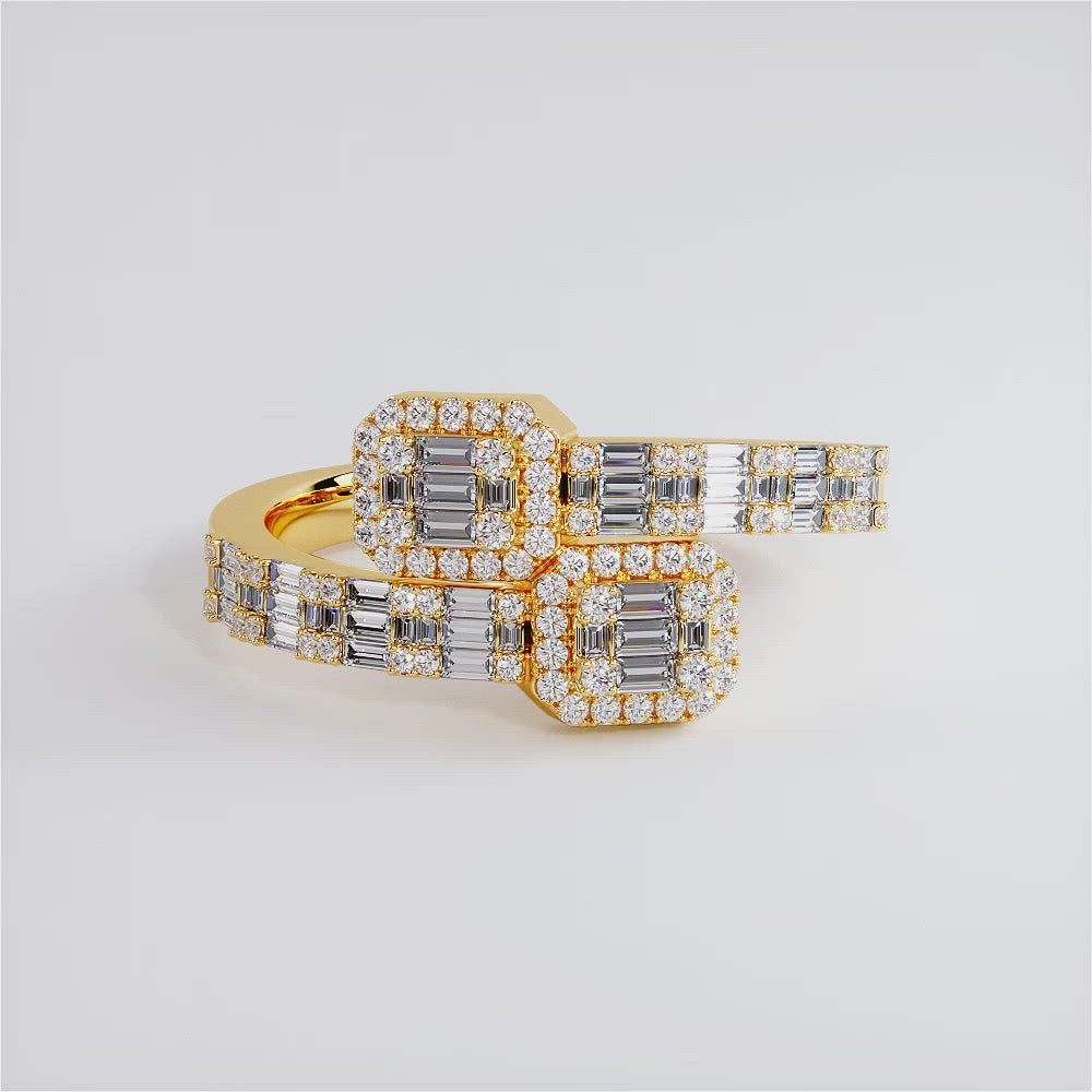 0.81ctw Natural Diamond Baguette Ring Set In 10k Yellow Gold