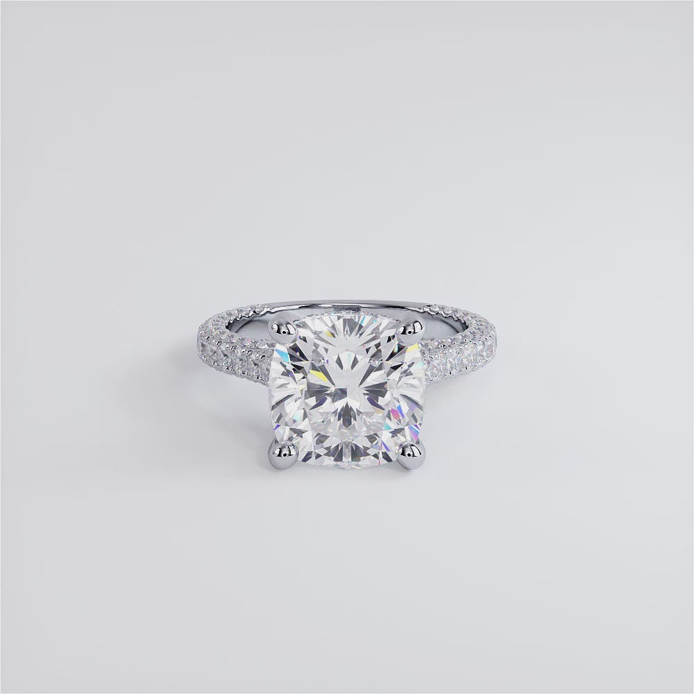 5 Carat Cushion Cut Petite 3D Micropavé Shank