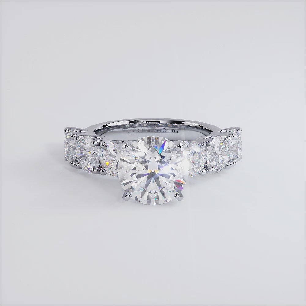 5.72ctw GIA Certified D-VS1 Round Brilliant XL Buttercup Lab Grown Diamond Engagement Ring set in Platinum