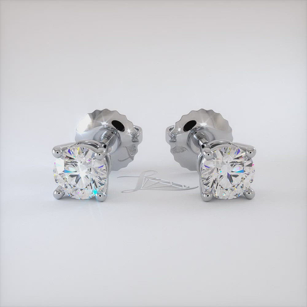 1.50ctw Round Brilliant Diamond Studs Earrings Basket Set in 14k White Gold