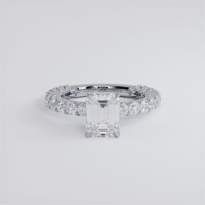 2 Carat Emerald Cut Micropavé Lucida Setting