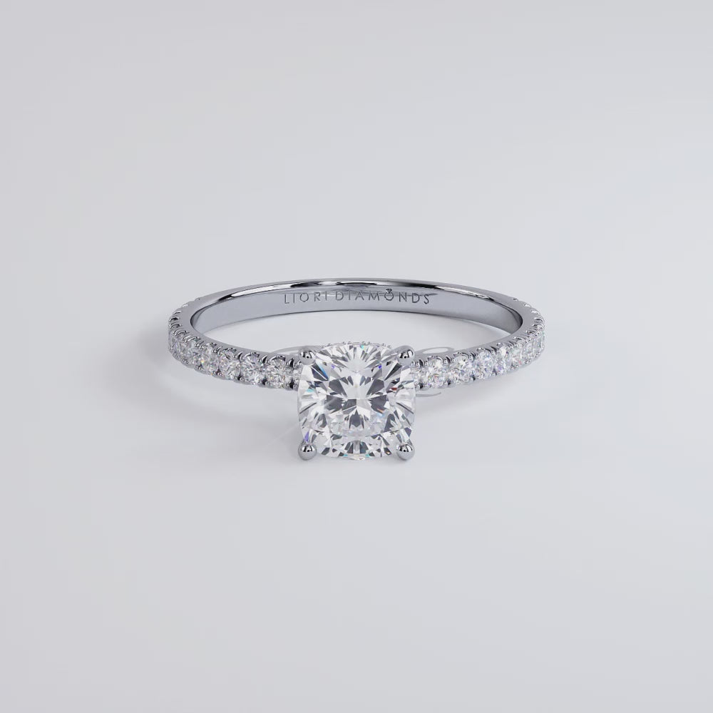 1 Carat Cushion Cut Under Halo Petite Micropavé