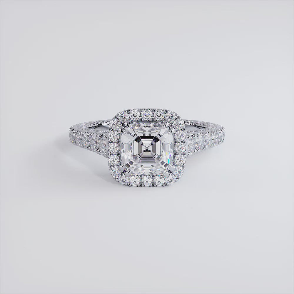 1.5 Carat Asscher Cut Micropavé Halo