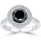 3.02 Carat Certified Natural Black Diamond Engagement Ring Set in Platinum