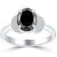2.04 Ctw Certified Natural Oval Cut Black Diamond Engagement Ring 14k White Gold