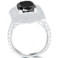 3.71 Carat Cushion Cut Black Diamond Engagement Ring 14k Pave Halo Vintage Style