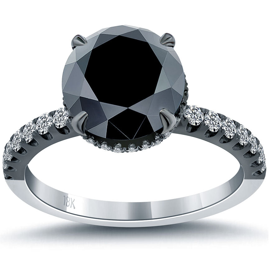 3.26 Carat Carrie's Sex & The City 2 Natural Black Diamond Engagement Ring 18k