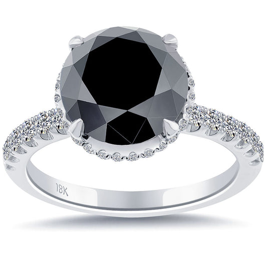 4.65 Carat Carrie's Sex & The City 2 Natural Black Diamond Engagement Ring 18k