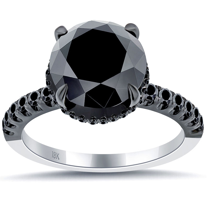 4.63 Carat Carrie's Sex & The City Black Diamond Engagement Ring 18k Black Gold