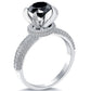 1.85 Carat Certified Natural Black Diamond Engagement Ring 18k White Gold