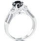 1.86 Carat Certified Natural Black Diamond Engagement Ring 14k White Gold