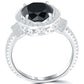 2.95 Carat Natural Black Diamond Engagement Ring 18k White Gold Vintage Style
