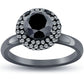 1.72 Carat Certified Natural Black Diamond Engagement Ring 14k black Gold