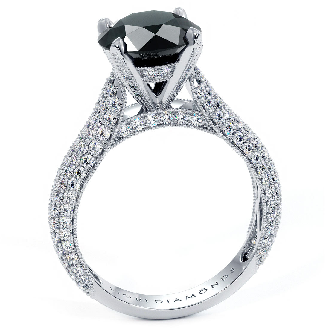 4.58 Carat Natural Fancy Black Diamond Engagement Ring 18k White Gold