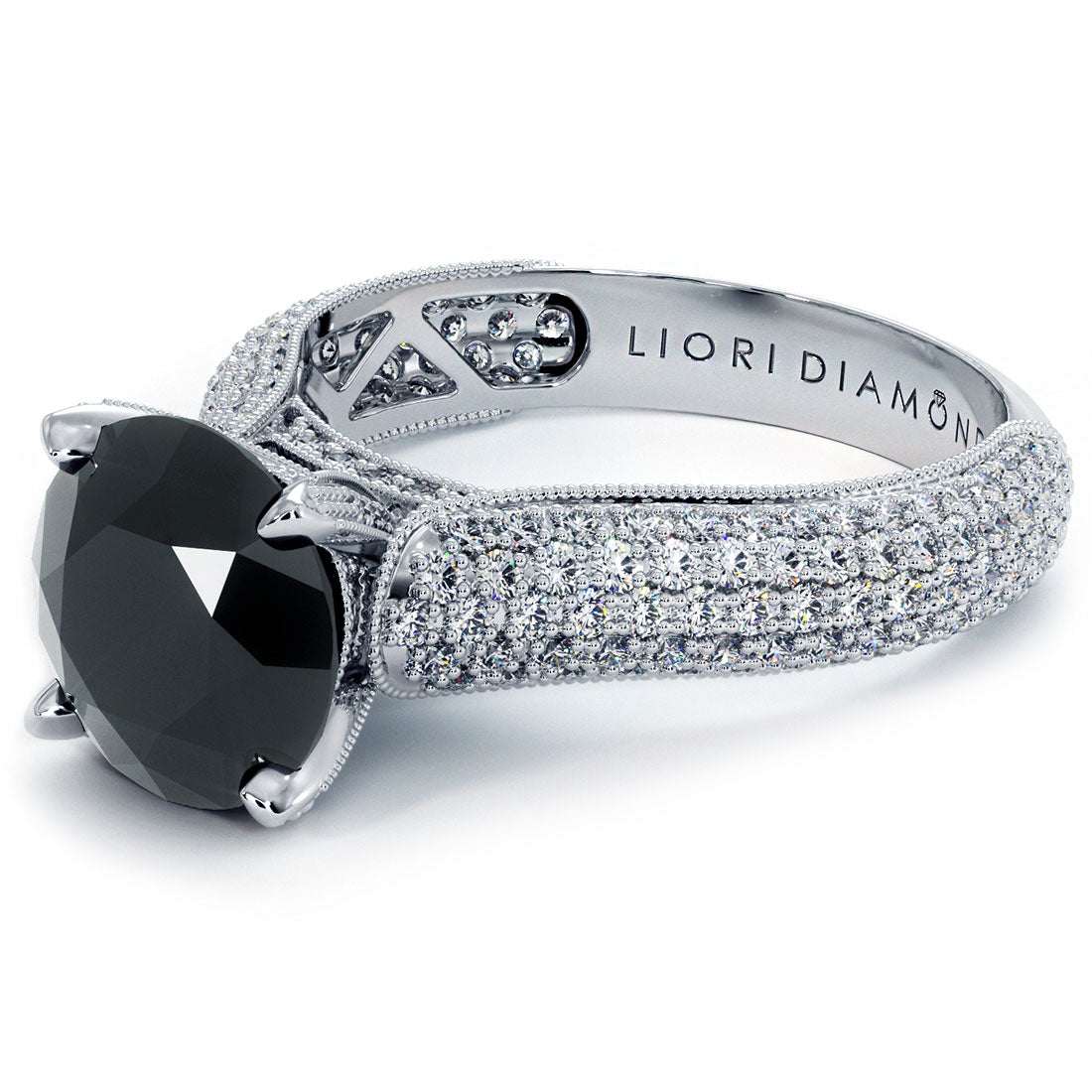 4.58 Carat Natural Fancy Black Diamond Engagement Ring 18k White Gold