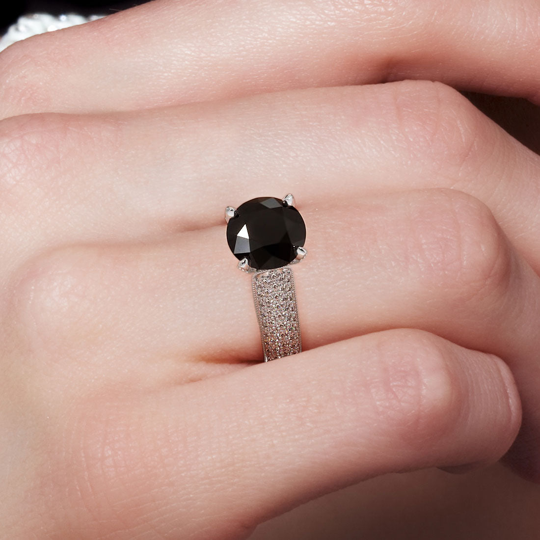4.58 Carat Natural Fancy Black Diamond Engagement Ring 18k White Gold