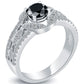 1.59 Carat Certified Natural Black Diamond Engagement Ring 14k White Gold