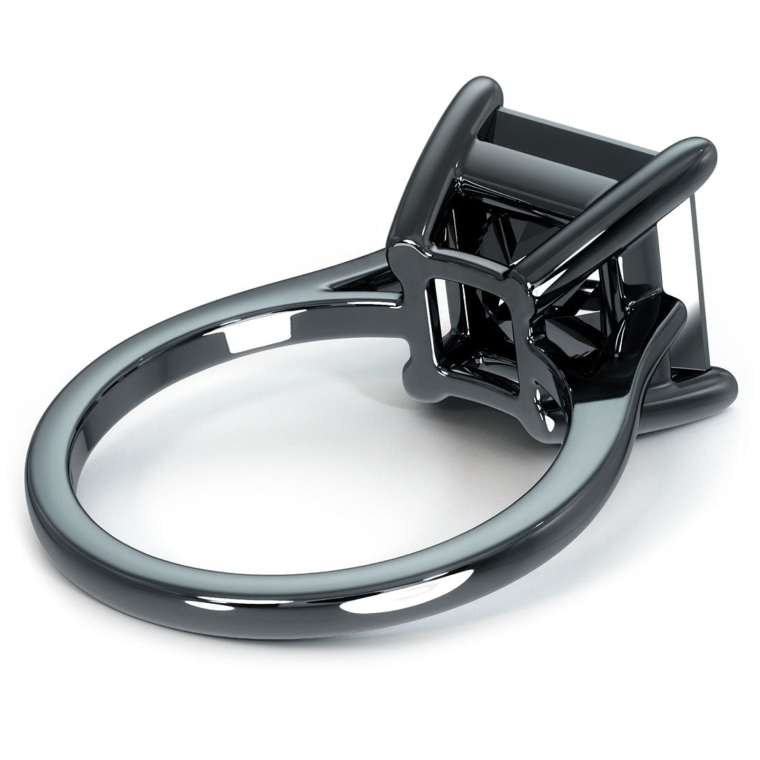 4.23 Carat Natural Black Diamond Princess Cut Engagement Ring 14k Black Gold