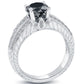 2.21 Carat Certified Natural Black Diamond Engagement Ring 14k White Gold