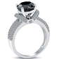 3.94 Carat Certified Natural Black Diamond Engagement Ring 14k White Gold