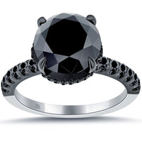 4.93 Carat Carrie's Sex & The City Black Diamond Engagement Ring 18k Black Gold Front