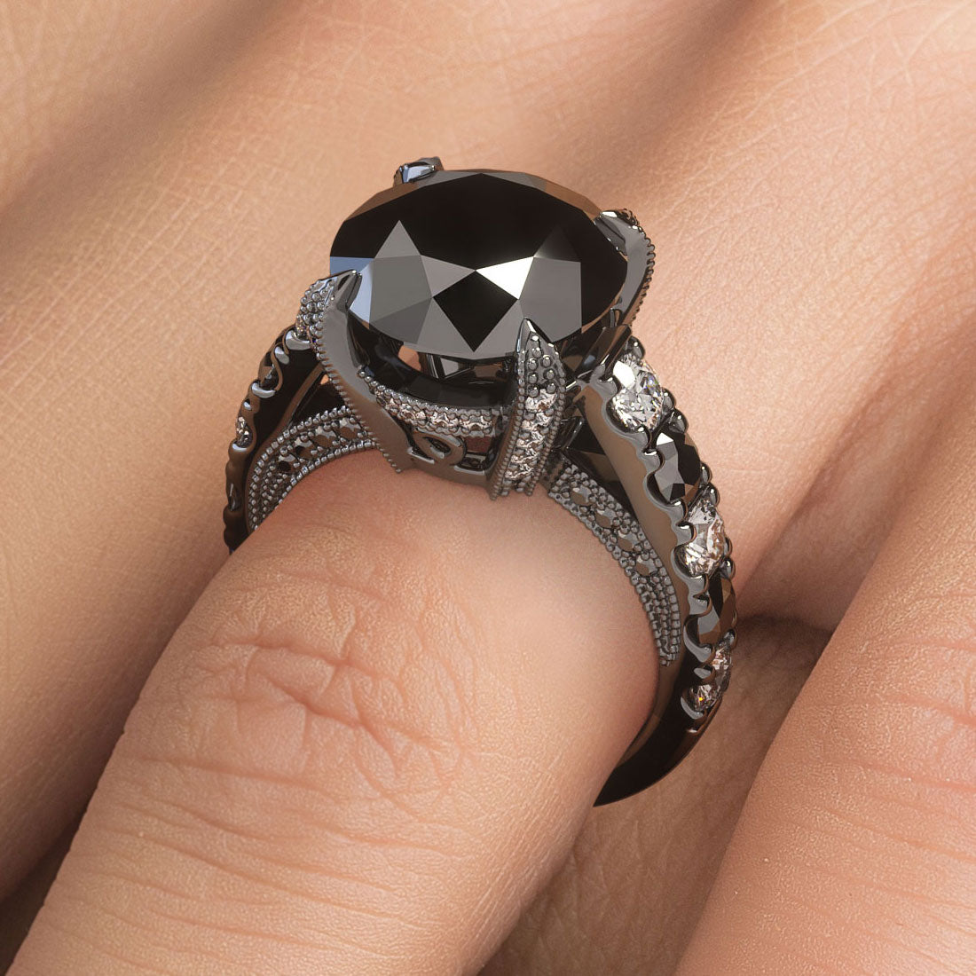 Black Diamond Engagement Ring In Rich Black Gold – Liori Diamonds