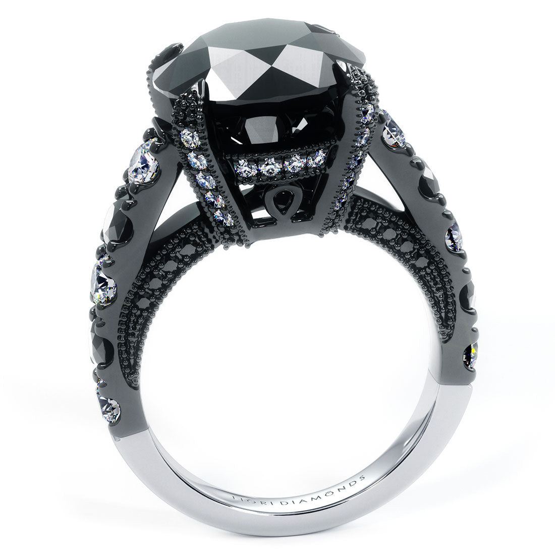 8.38 Carat Certified Natural Black Diamond Engagement Ring 14k Black Gold