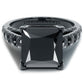 5.88 Carat Princess Cut Natural Black Diamond Engagement Ring 14k Black Gold Front