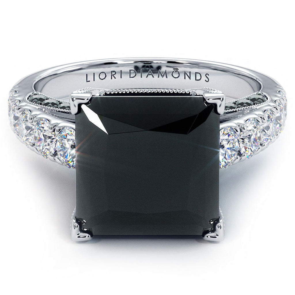  Princess Black Diamond Engagement Ring | 14k White Gold 2015 Front